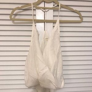 Silence & Noise White Ditsy Print Surplice Tank